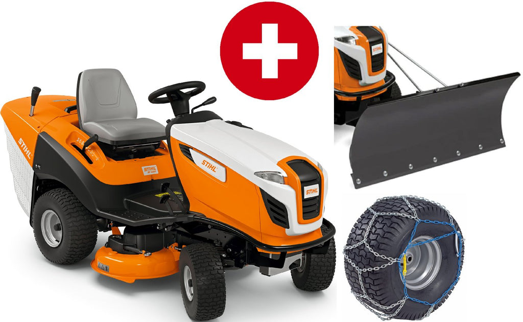 STIHL Rasentraktor RT 5097 Winterpaket mit Schneeschild und Schneeketten – Modell 2025-Neu