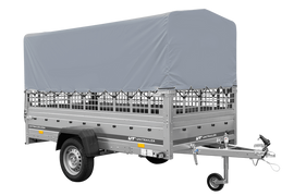 1-Achs-Anhänger GARDEN TRAILER 264 KIPP mit Laubgitteraufsatz, grauer Hochplane, Hochspriegel und Stützrad-Neu