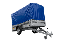 Laden Sie das Bild in den Galerie-Viewer, Anhänger 264×125 UNITRAILER FORCE 264 KIPP ungebremst mit H-1100 Spriegel und blauer Hochplane-Neu