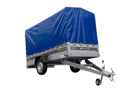 Anhänger 264×125 UNITRAILER FORCE 264 KIPP ungebremst mit H-1100 Spriegel und blauer Hochplane-Neu