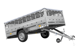 Anhänger 264×150 UNITRAILER GARDEN 265 KIPP mit Gitterwänden, H-0-Rahmen und grauer Plane-Neu
