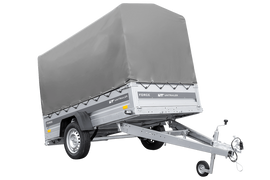 Anhänger mit Blattfedern 230×125 UNITRAILER FORCE 230/R KIPP mit H-1100 Spriegel und grauer Hochplane-Neu
