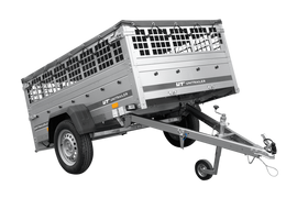 Autoanhänger 200×125 UNITRAILER GARDEN 201 KIPP mit Gitterwänden, H-0-Rahmen und grauer Plane-Neu