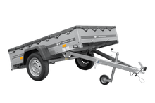 Laden Sie das Bild in den Galerie-Viewer, Autotransportanhänger 200×125 UNITRAILER GARDEN 201 KIPP mit H-0-Rahmen und grauer Plane-Neu