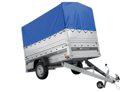 Autotransportanhänger 230×125 UNITRAILER FORCE 230 KIPP mit BIS-Seitenwänden, H-800-Rahmen und blauer Plane-Neu