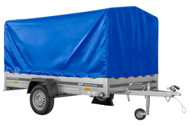 Autotransportanhänger auf Federn 264×150 UNITRAILER GARDEN 265/R KIPP mit H-1100 Rahmen und blauer Plane-Neu