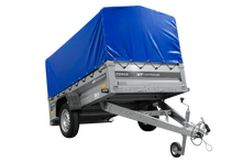 Laden Sie das Bild in den Galerie-Viewer, Einachsanhänger 230×125 UNITRAILER FORCE 230 KIPP mit H-800 Spriegel und blauer Plane-Neu