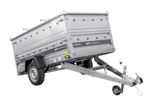 Laden Sie das Bild in den Galerie-Viewer, Einachsiger Anhänger auf Blattfedern 230×125 UNITRAILER FORCE 230/R KIPP mit BIS-Seitenwänden und Aluminiumabdeckung-Neu