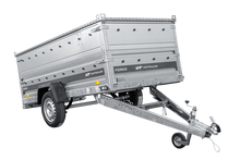 Laden Sie das Bild in den Galerie-Viewer, Einachsiger Anhänger auf Blattfedern 264×125 UNITRAILER FORCE 264/R KIPP mit BIS-Seitenwänden und Aluminiumabdeckung-Neu