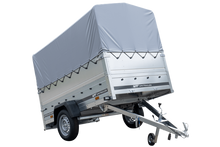Laden Sie das Bild in den Galerie-Viewer, Führerschein B Anhänger GARDEN TRAILER 230 KIPP mit Stützrad, zusätzlichen Bordwänden, Hochplane und Hochspriegel H800-Neu