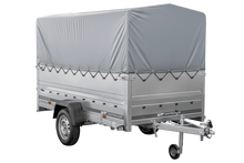 Laden Sie das Bild in den Galerie-Viewer, Kfz Anhänger mit Plane GARDEN TRAILER 264 KIPP [mit Stützrad, zusätzlichen Bordwänden, Hochplane und Hochspriegel]-Neu