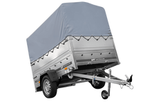 Laden Sie das Bild in den Galerie-Viewer, Leichtanhänger auf Blattfedern 200×125 UNITRAILER GARDEN 201/R KIPP mit BIS-Seiten, H-800-Rahmen und grauer Plane-Neu