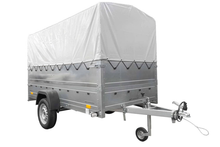 Laden Sie das Bild in den Galerie-Viewer, Leichtanhänger auf Federn 264×125 UNITRAILER GARDEN 264/R KIPP mit BIS-Seiten, H-800-Rahmen und grauer Plane-Neu
