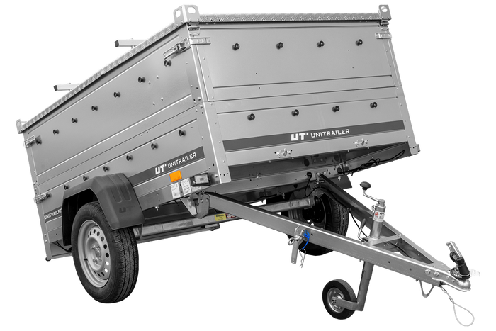 Leichter Anhänger 200×125 UNITRAILER GARDEN 201 KIPP mit BIS-Seitenwänden und Aluminiumabdeckung-Neu