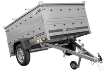 Laden Sie das Bild in den Galerie-Viewer, Leichter Anhänger 200×125 UNITRAILER GARDEN 201 KIPP mit BIS-Seitenwänden und Aluminiumabdeckung-Neu
