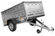 Laden Sie das Bild in den Galerie-Viewer, Leichter Anhänger 200×125 UNITRAILER GARDEN 201 KIPP mit BIS-Seitenwänden und grauer Plane-Neu