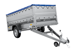 Leichter Anhänger 264×125 UNITRAILER FORCE 264 KIPP mit BIS-Seitenwänden, H-0-Rahmen und blauer Plane-Neu