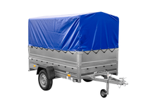 Laden Sie das Bild in den Galerie-Viewer, PKW-Anhänger 230×125 UNITRAILER GARDEN 230 FD mit BIS-Bordwänden, H-800-Gestell und blauer Plane-Neu