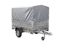 Laden Sie das Bild in den Galerie-Viewer, PKW-Anhänger 230×125 UNITRAILER GARDEN 230 FD mit BIS-Seiten, H-800-Gestell und grauer Plane-Neu