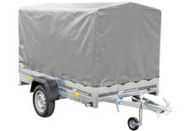Laden Sie das Bild in den Galerie-Viewer, PKW-Anhänger auf Blattfedern 230×125 UNITRAILER GARDEN 230/R KIPP mit H-1100-Rahmen und grauer Plane-Neu