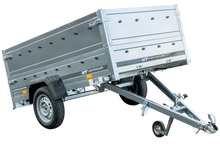 Laden Sie das Bild in den Galerie-Viewer, Pkw Anhänger Kipper 230×125 Garden Trailer 230 KIPP Unitrailer 750 kg mit Stützrad und zusätzlichen Bordwänden-Neu