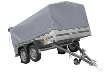 Laden Sie das Bild in den Galerie-Viewer, Zweiachsanhänger 264×150 UNITRAILER GARDEN 265/2 KIPP mit H-800 Rahmen und grauer Plane-Neu