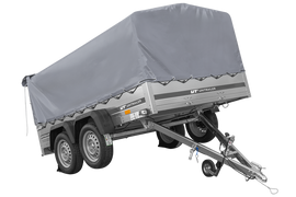 Zweiachsanhänger 264×150 UNITRAILER GARDEN 265/2 KIPP mit H-800 Rahmen und grauer Plane-Neu