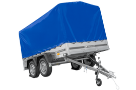 Zweiachsanhänger 264×150 UNITRAILER GARDEN 265/2 KIPP mit Rahmen H-1100 und blauer Plane-Neu